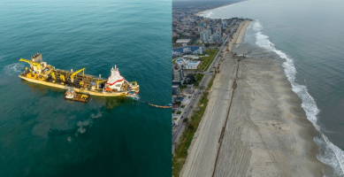 Draga usada no alargamento da praia de Balneário Camboriú chega a SC para nova megaobra inédita no Brasil